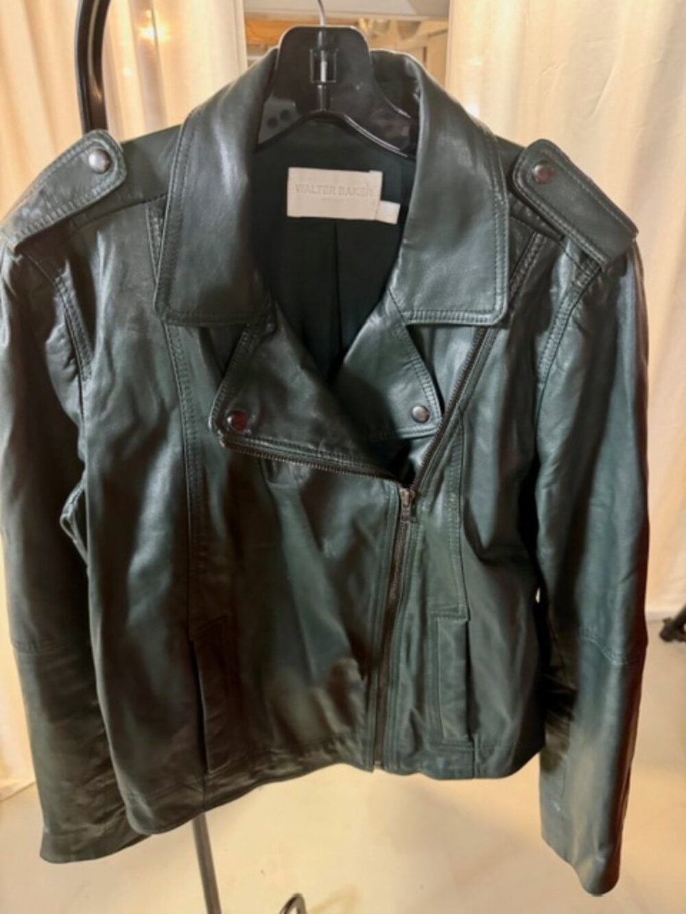 Walter Baker Leather Jacket - Green - Size L